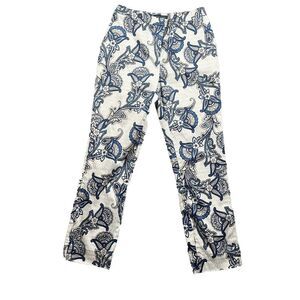 Tommy Hilfiger White Pants with Blue Paisley Print